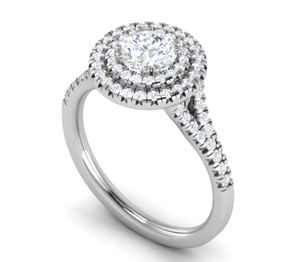 Jewelove™ J VS / Women's Band only 0.70 cts Solitaire Double Halo Diamond Shank Platinum Ring JL PT RH RD 105