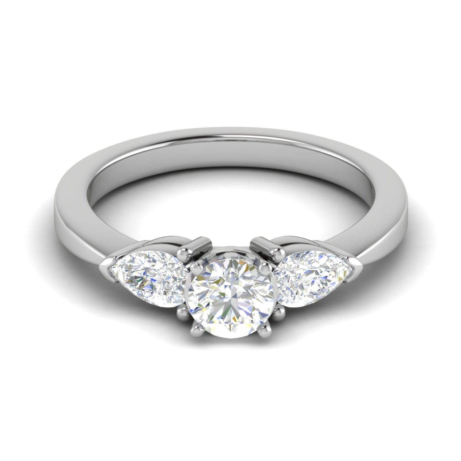 Jewelove™ Rings J VS / Women's Band only 0.70 cts Solitaire with Pear Cut Diamond Accents Platinum Ring JL PT R3 RD 104