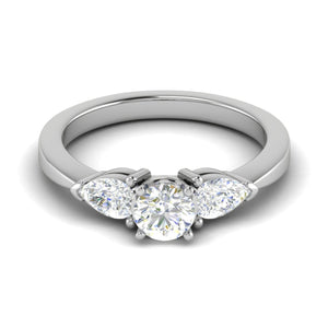 Jewelove™ Rings J VS / Women's Band only 0.70 cts Solitaire with Pear Cut Diamond Accents Platinum Ring JL PT R3 RD 104