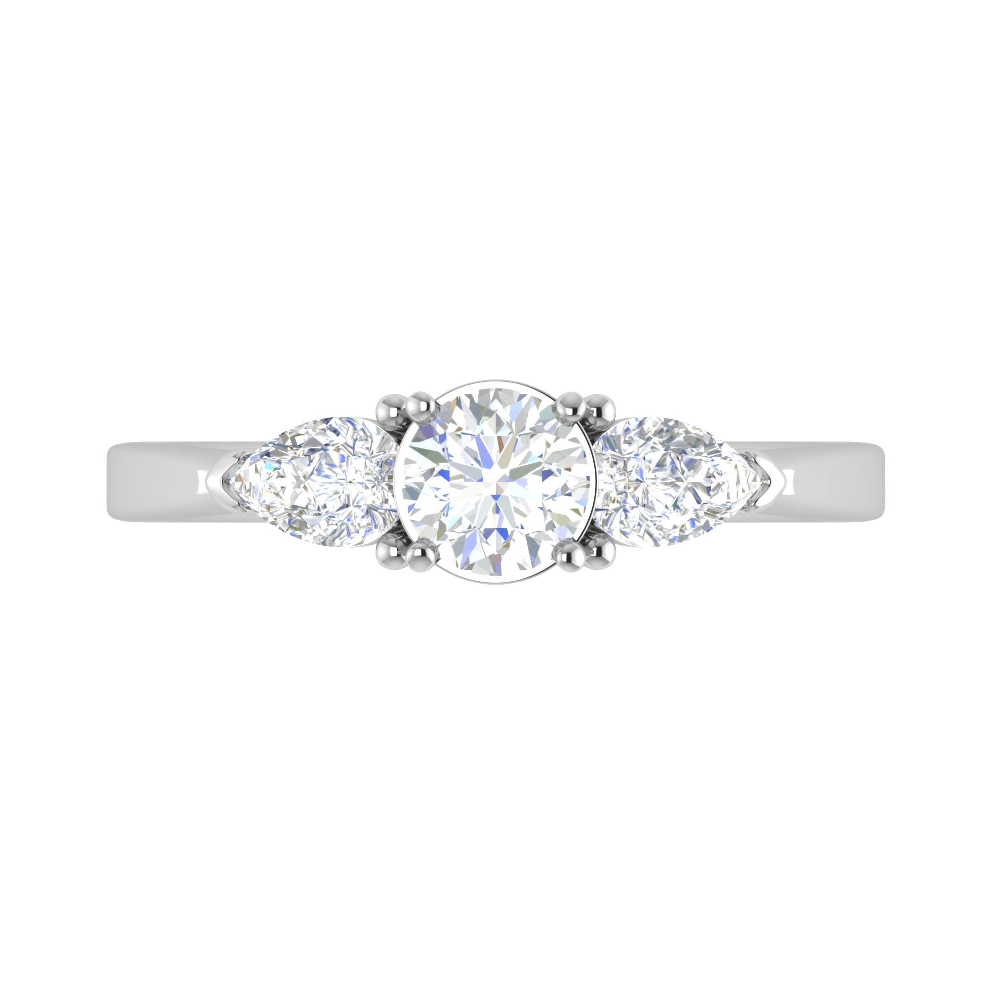 Jewelove™ Rings J VS / Women's Band only 0.70 cts Solitaire with Pear Cut Diamond Accents Platinum Ring JL PT R3 RD 104