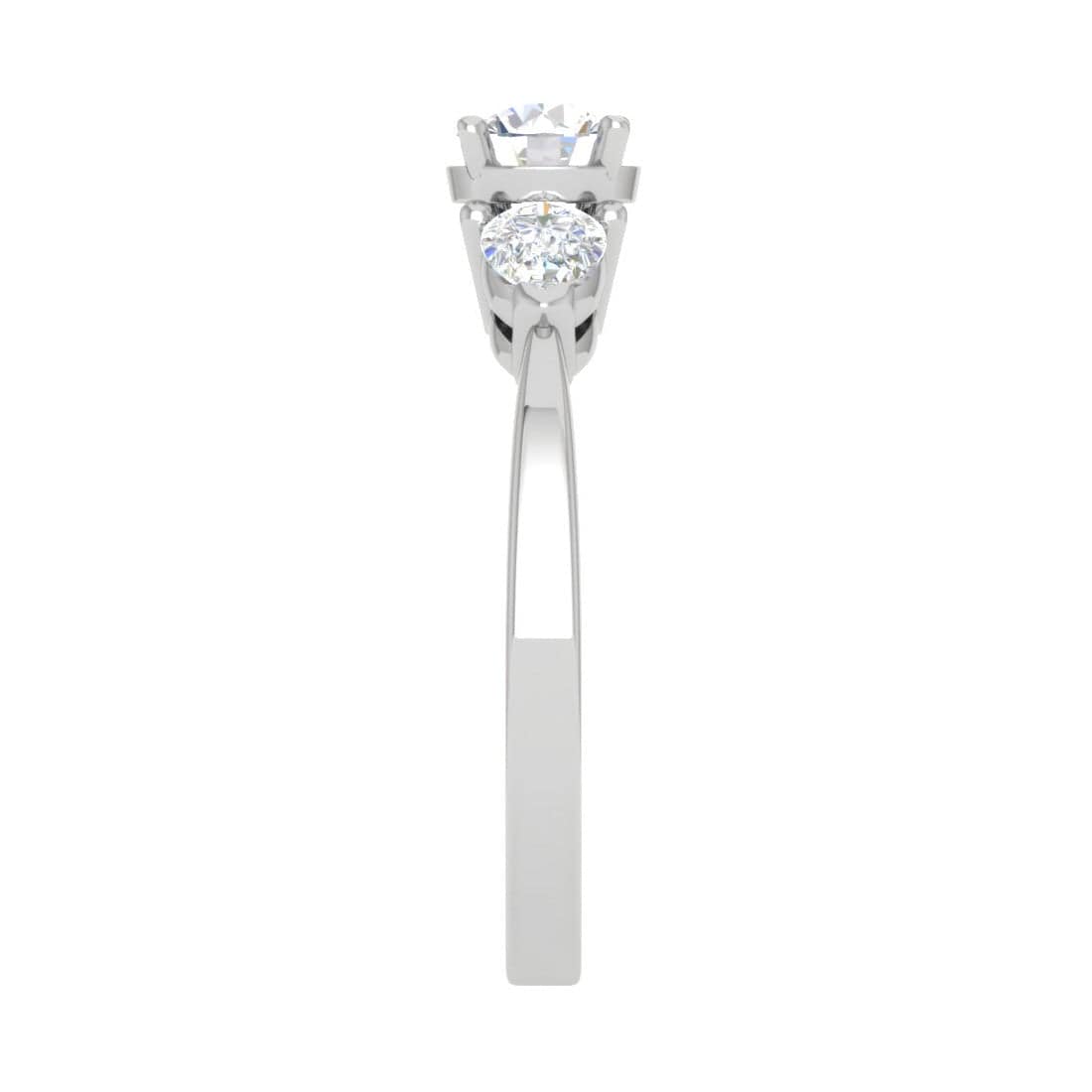 Jewelove™ Rings J VS / Women's Band only 0.70 cts Solitaire with Pear Cut Diamond Accents Platinum Ring JL PT R3 RD 104