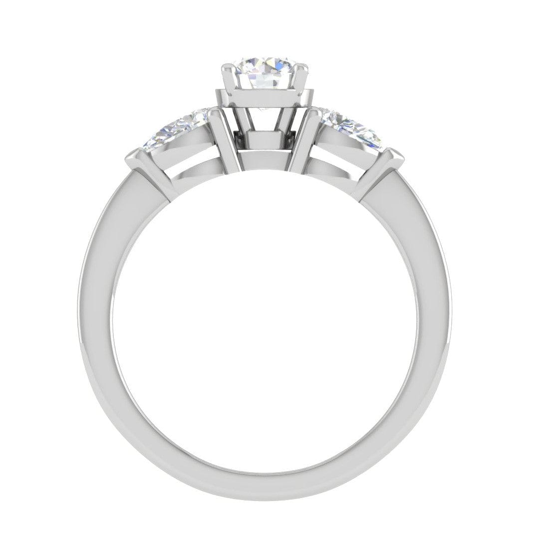 Jewelove™ Rings J VS / Women's Band only 0.70 cts Solitaire with Pear Cut Diamond Accents Platinum Ring JL PT R3 RD 104