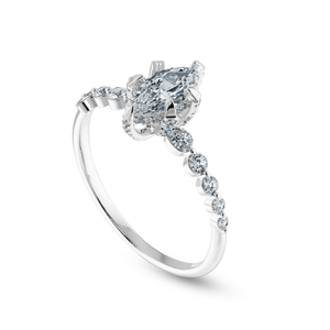 Jewelove™ Rings I VS / Women's Band only 0.70cts Marquise Cut Solitaire Halo Diamond Accents Platinum Ring JL PT 2010-B