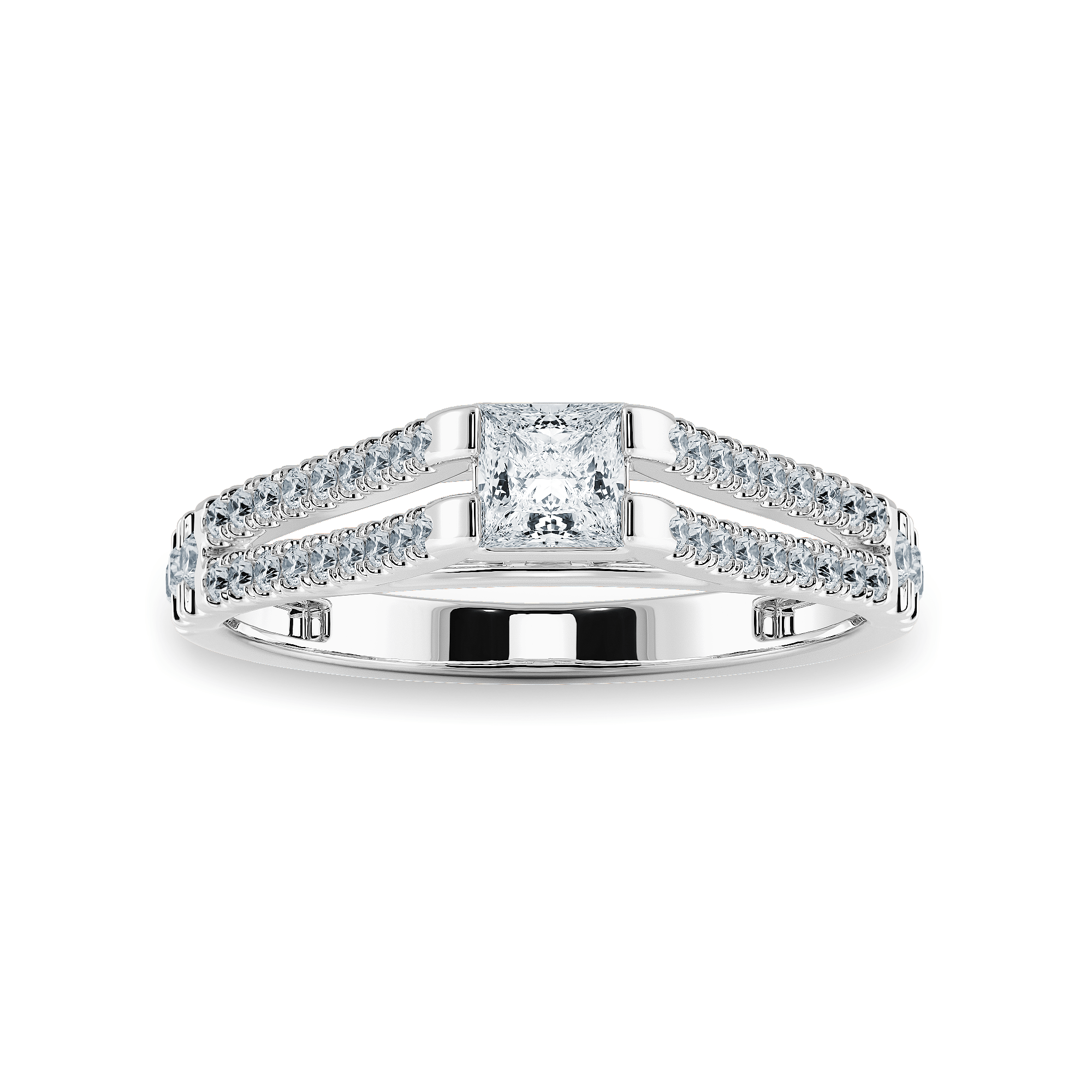 Jewelove™ Rings I VS / Women's Band only 0.70cts Princess Cut Solitaire Diamond Split Shank Platinum Ring JL PT 1178-C