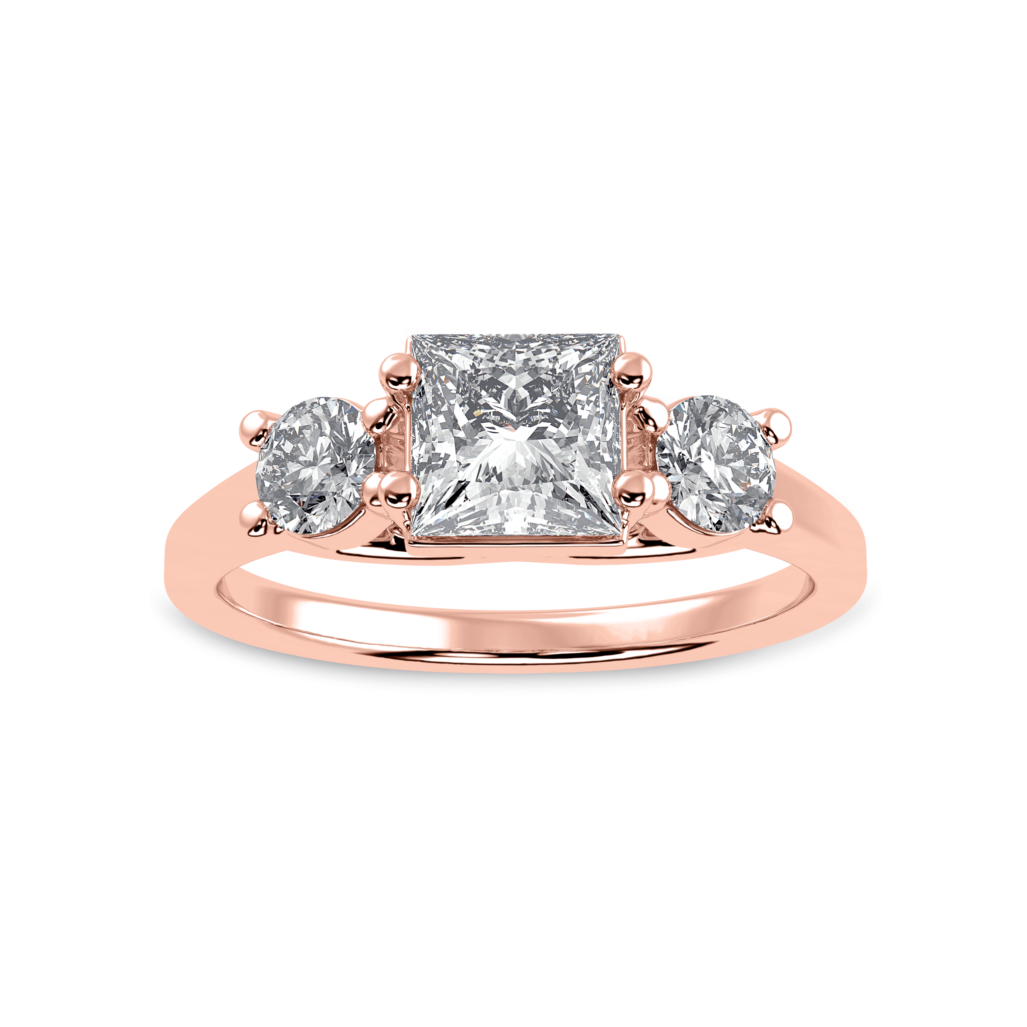 Jewelove™ Rings Women's Band only / VS I 1.00 Carat Princess Cut Solitaire Diamond Accents 18K Rose Gold Ring JL AU 1230R-C