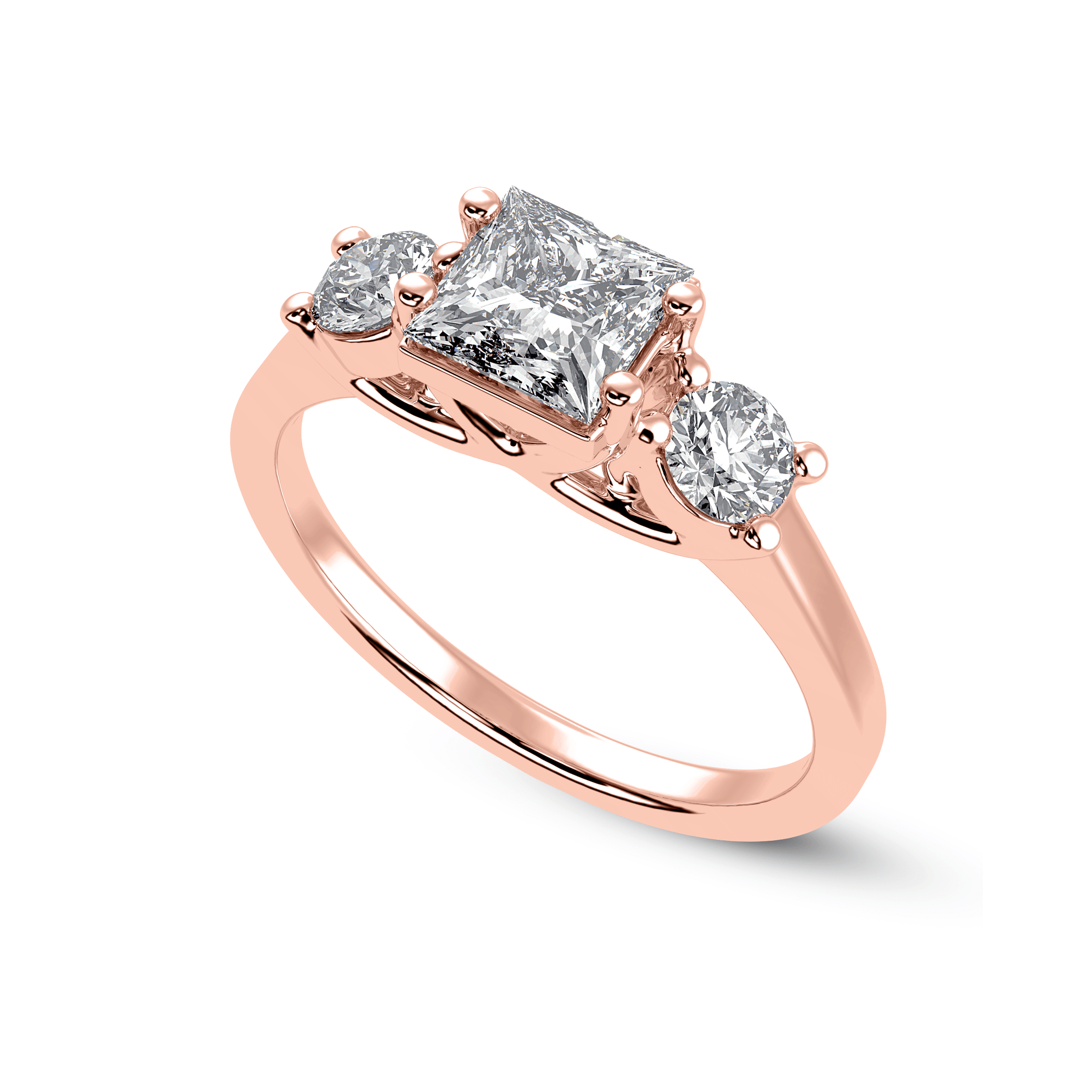 Jewelove™ Rings Women's Band only / VS I 1.00 Carat Princess Cut Solitaire Diamond Accents 18K Rose Gold Ring JL AU 1230R-C