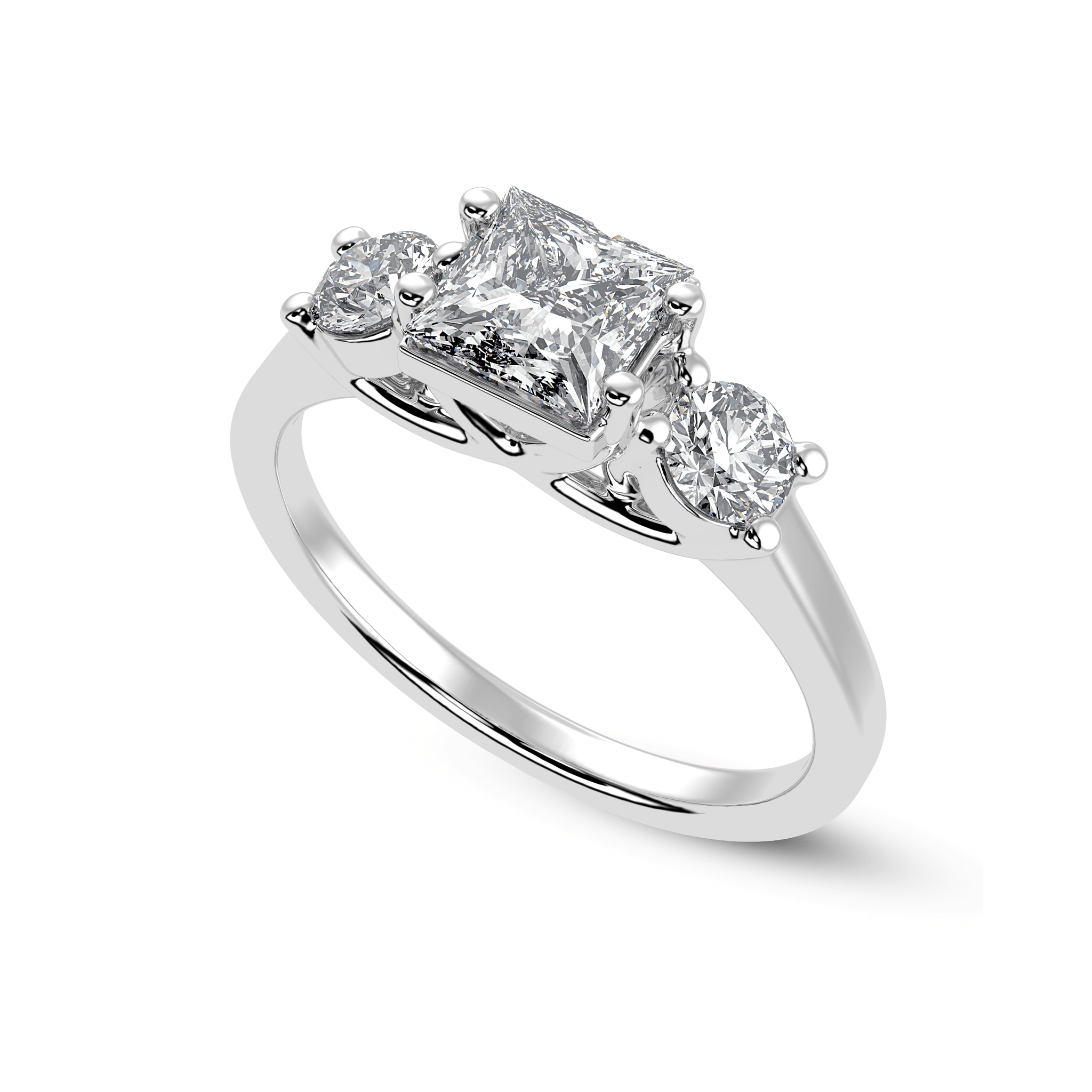 Jewelove™ Rings I VS / Women's Band only 1.00 Carat Princess Cut Solitaire Diamond Accents Platinum Ring JL PT 1230-C