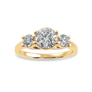 Jewelove™ Rings Women's Band only / VS J 1.00 Carat Solitaire Diamond Accents18K Yellow Gold Ring JL AU 1229Y-C