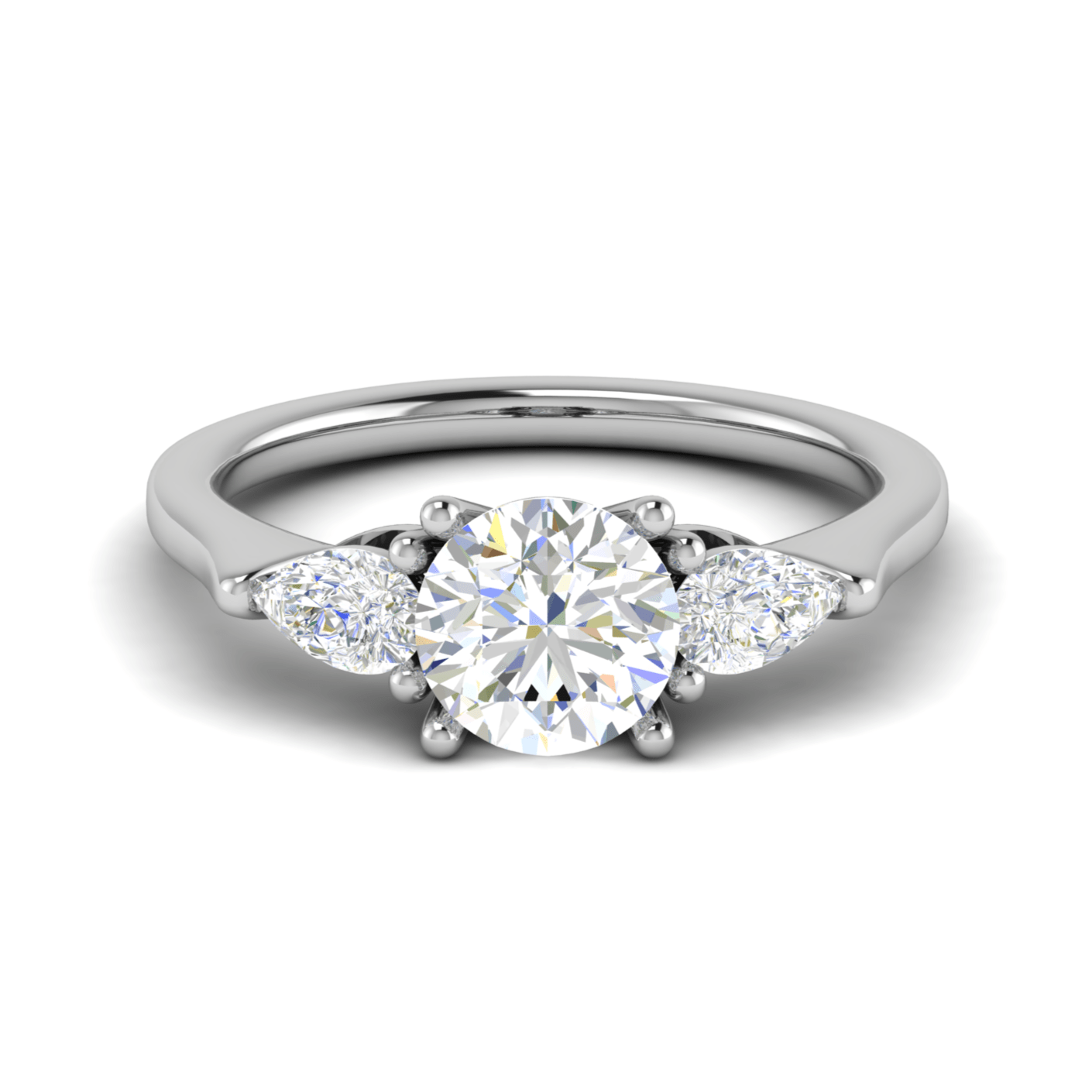 Jewelove™ Rings J VS / Women's Band only 1.00 Carat Solitaire Pear Diamonds Accents Platinum Ring JL PT R3 RD 124