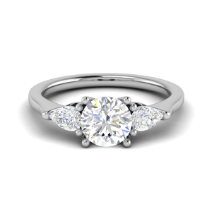 Jewelove™ Rings J VS / Women's Band only 1.00 Carat Solitaire Pear Diamonds Accents Platinum Ring JL PT R3 RD 124