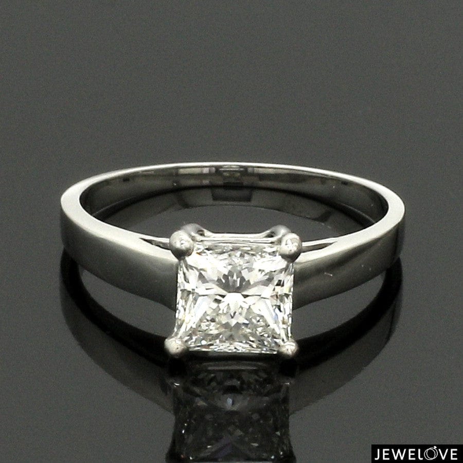 Jewelove™ Rings VS I / Women's Band only 1.00 cts Princess Cut Solitaire Platinum Ring JL PT RS PR 130