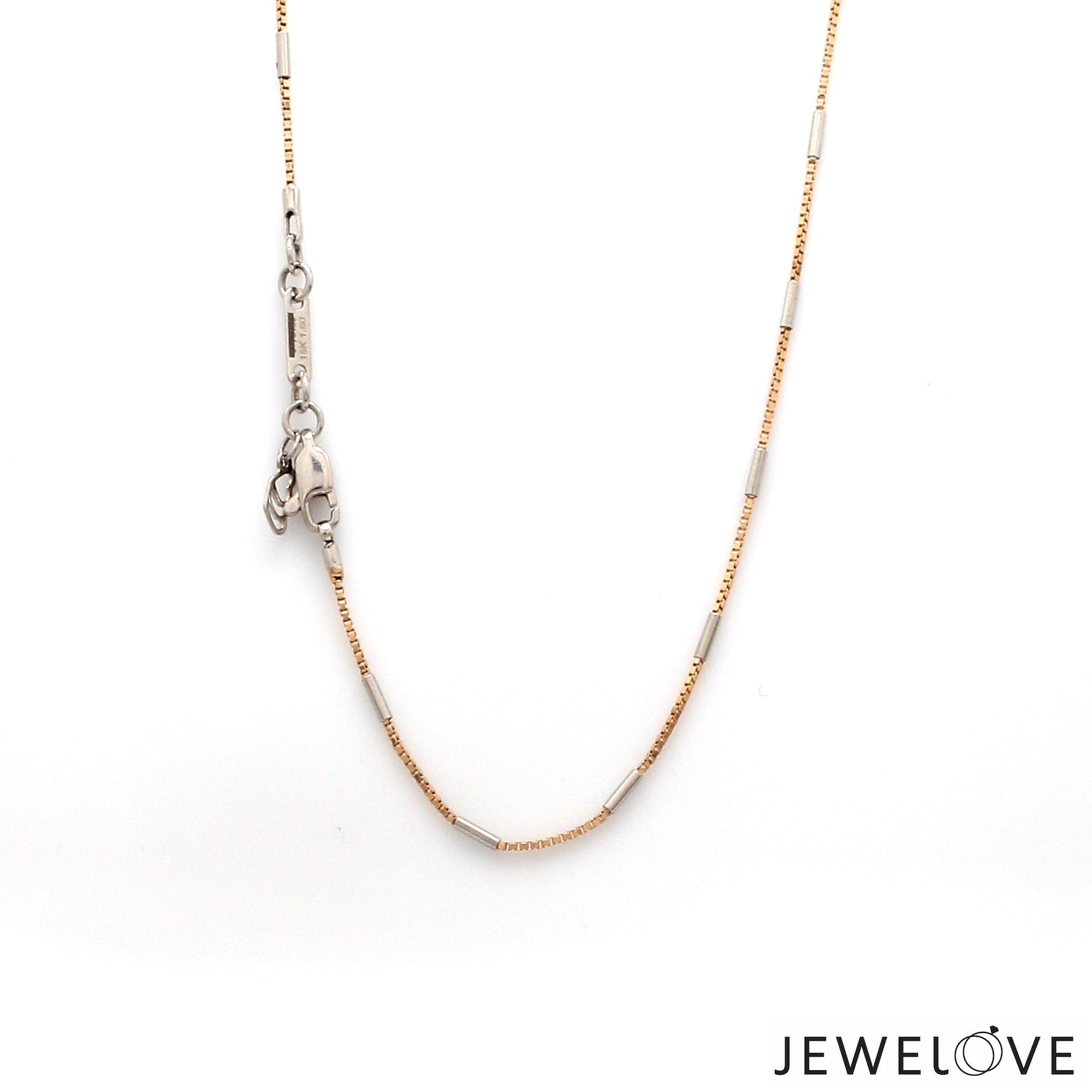 Jewelove™ Chains 20 inches 1.25mm Japanese Rose Gold Box Chain with Platinum Roller Links  for Women JL PT CH 1261