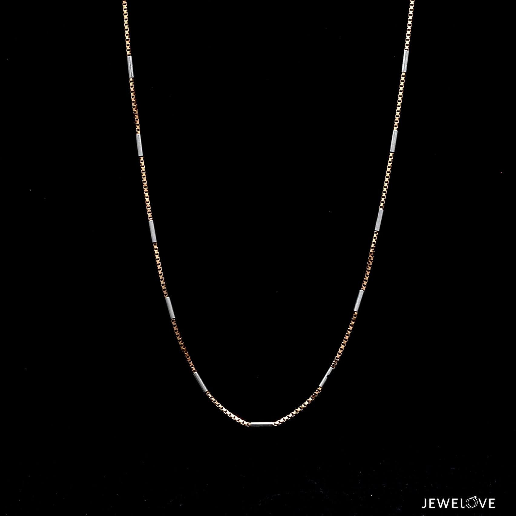 Jewelove™ Chains 20 inches 1.25mm Japanese Rose Gold Box Chain with Platinum Roller Links  for Women JL PT CH 1261