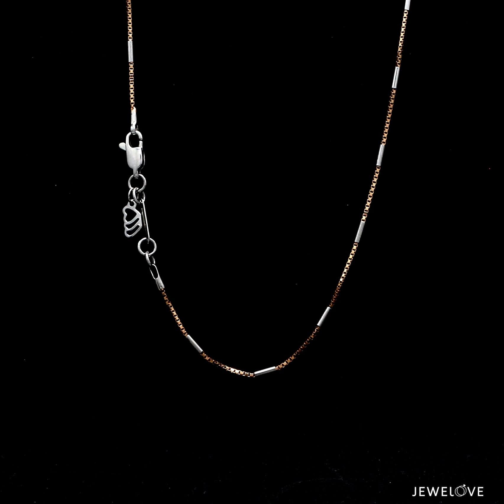 Jewelove™ Chains 20 inches 1.25mm Japanese Rose Gold Box Chain with Platinum Roller Links  for Women JL PT CH 1261