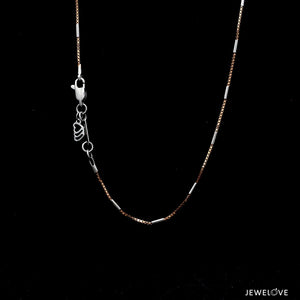 Jewelove™ Chains 20 inches 1.25mm Japanese Rose Gold Box Chain with Platinum Roller Links  for Women JL PT CH 1261