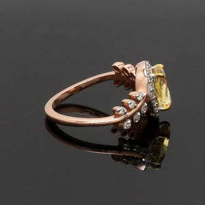 Jewelove™ Rings 1.75cts. Yellow Sapphire 18K Rose Gold Diamond Ring for Women JL AU 1356R