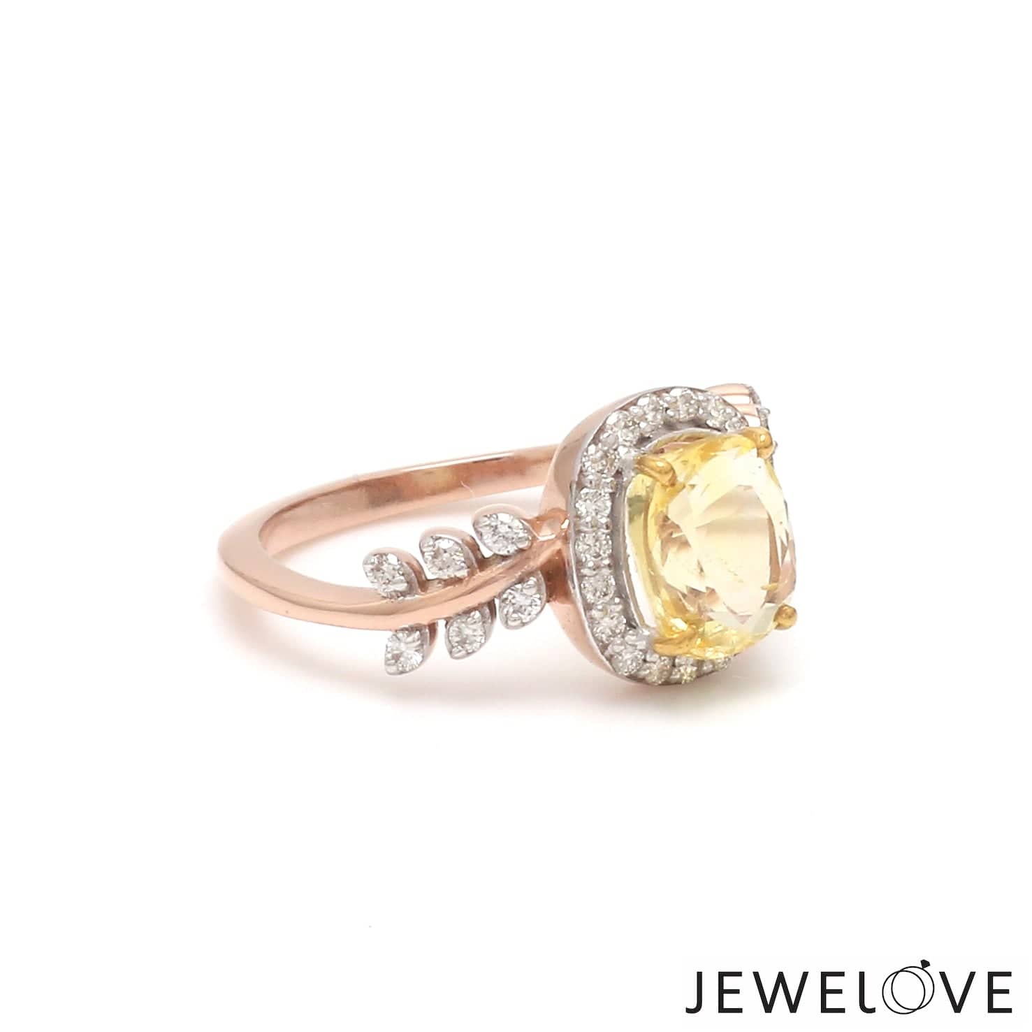 Jewelove™ Rings 1.75cts. Yellow Sapphire 18K Rose Gold Diamond Ring for Women JL AU 1356R