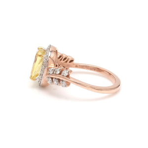 Jewelove™ Rings 1.75cts. Yellow Sapphire 18K Rose Gold Diamond Ring for Women JL AU 1356R