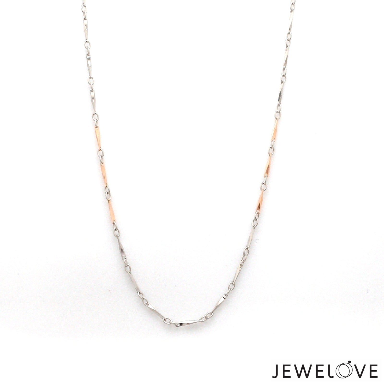 Jewelove™ Chains 1.75mm Japanese Platinum Rose  Gold Links Chain for Women JL PT CH 1258