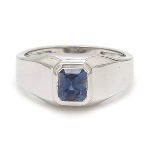 Jewelove™ Rings Men's Band only 1 Carat Approx  Blue Sapphire Platinum Ring JL PT 1218