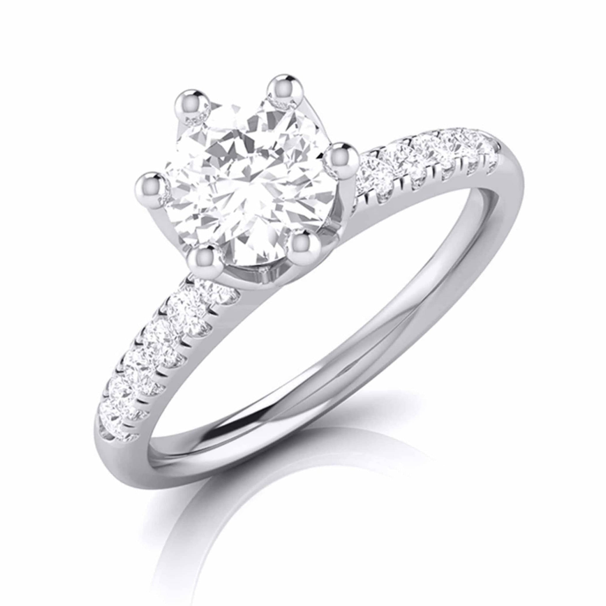 Jewelove™ Rings J VS / Women's Band only 1-Carat Flowery Platinum Solitaire Engagement Ring with Diamond Shank JL PT G 105-C