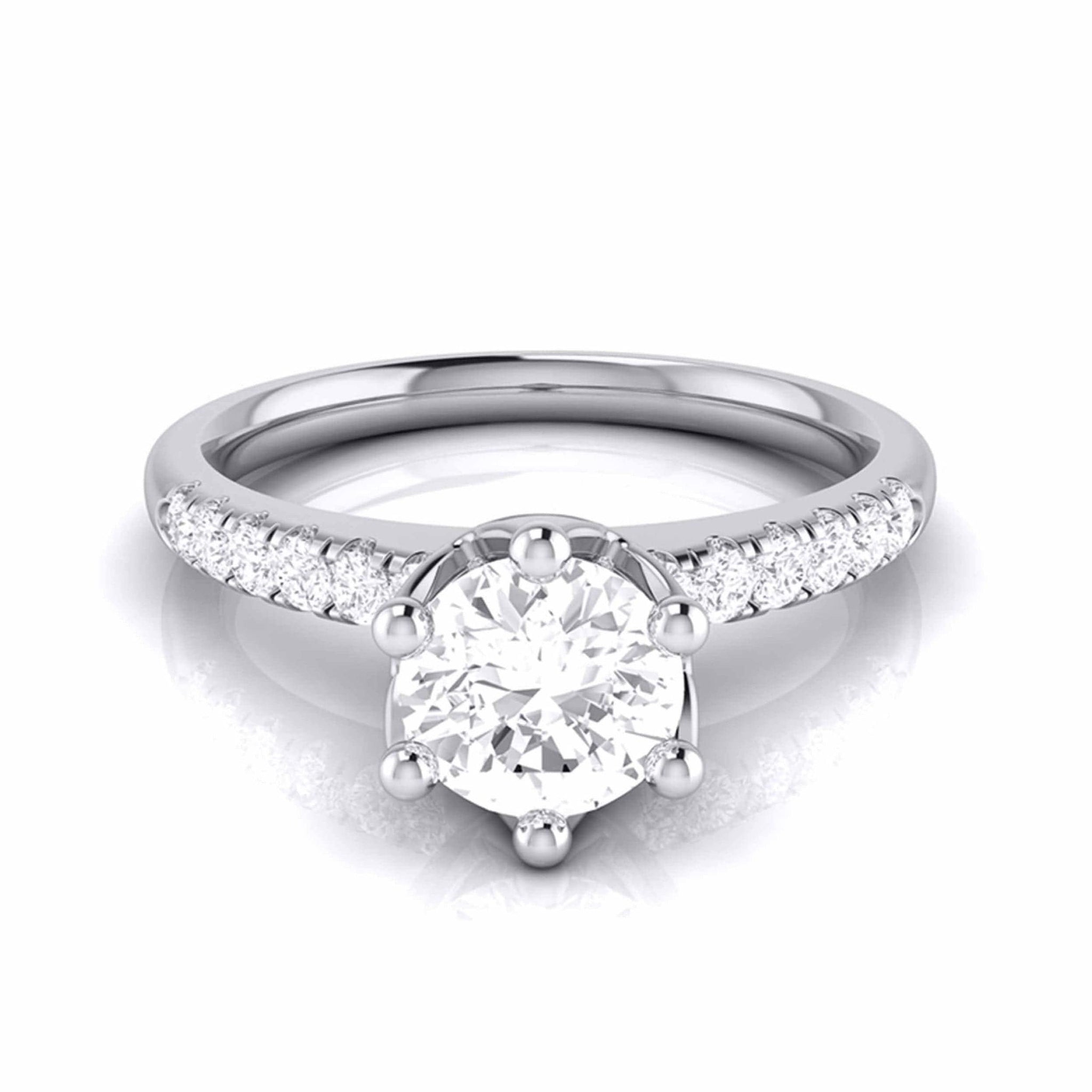 Jewelove™ Rings J VS / Women's Band only 1-Carat Flowery Platinum Solitaire Engagement Ring with Diamond Shank JL PT G 105-C