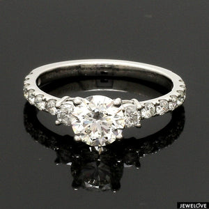 Jewelove™ Rings J VS / Women's Band only 1-Carat Platinum Solitaire Engagement Ring with Diamond Accents JL PT 327-B