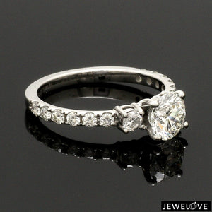 Jewelove™ Rings J VS / Women's Band only 1-Carat Platinum Solitaire Engagement Ring with Diamond Accents JL PT 327-B