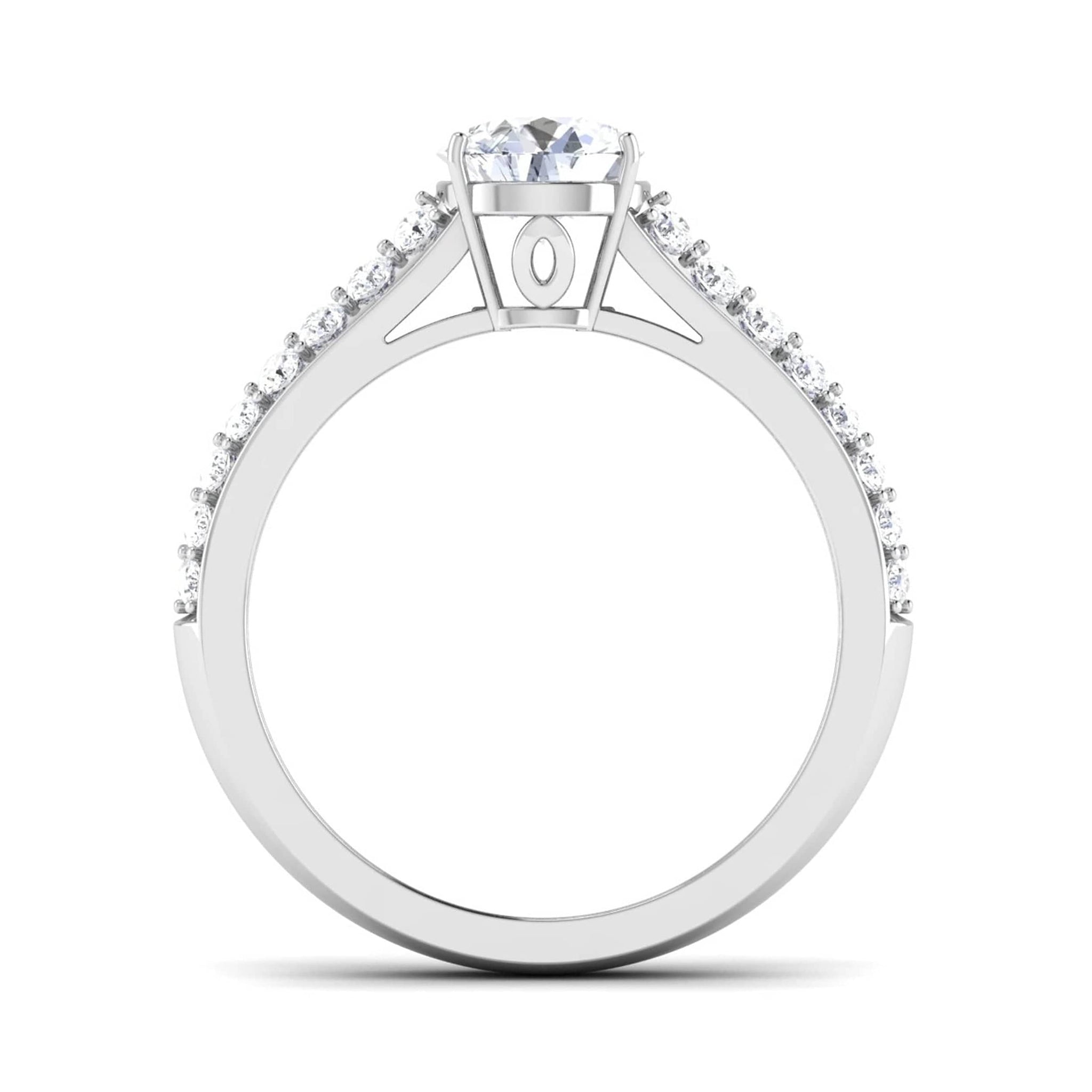 Jewelove™ Rings J VS / Women's Band only 1-Carat Platinum Two Row Diamond Shank Solitaire Engagement Ring JL PT 6989-C