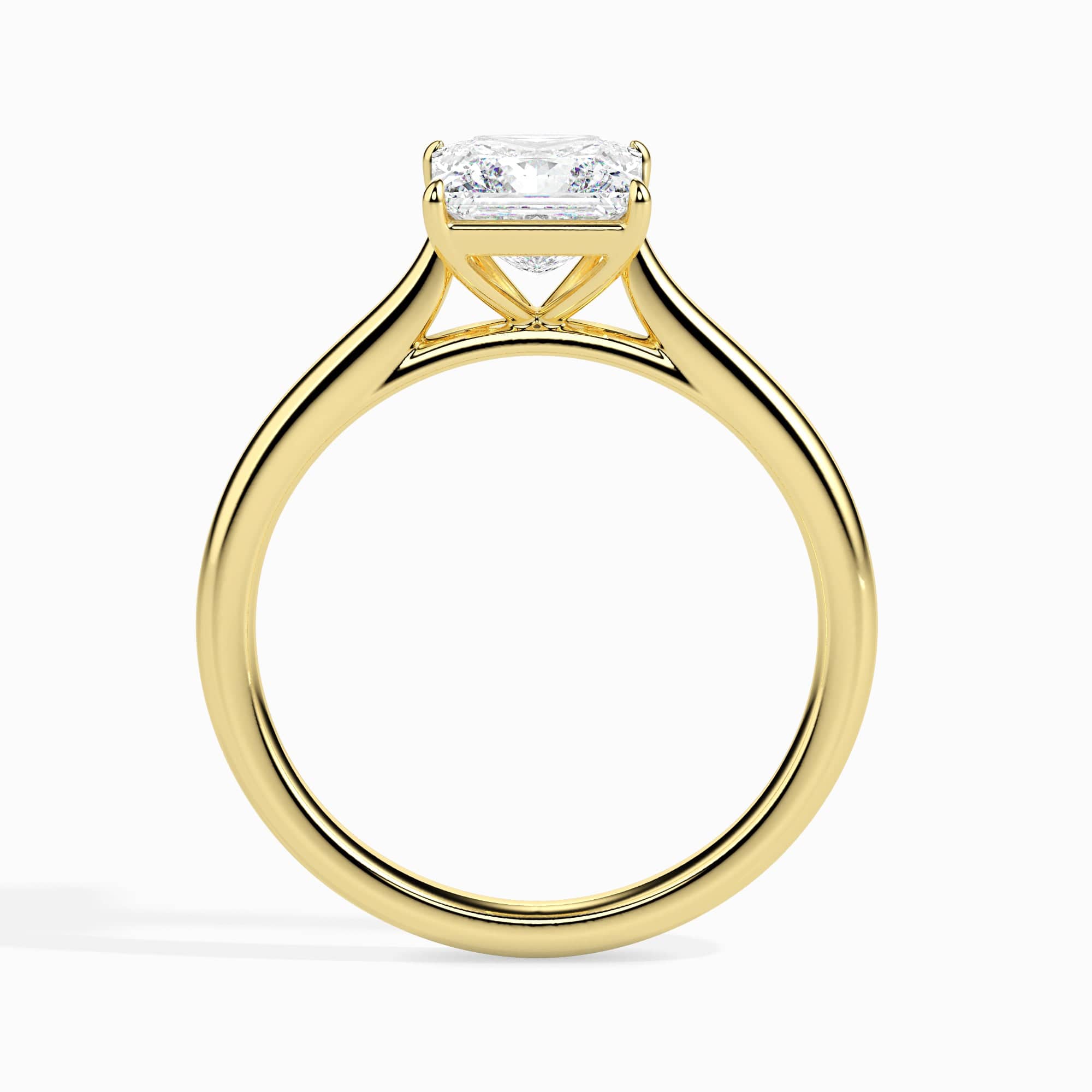 Jewelove™ Rings Women's Band only / VS I 1 Carat Princess Cut Solitaire 18K Yellow Gold Ring JL AU 19002Y-C