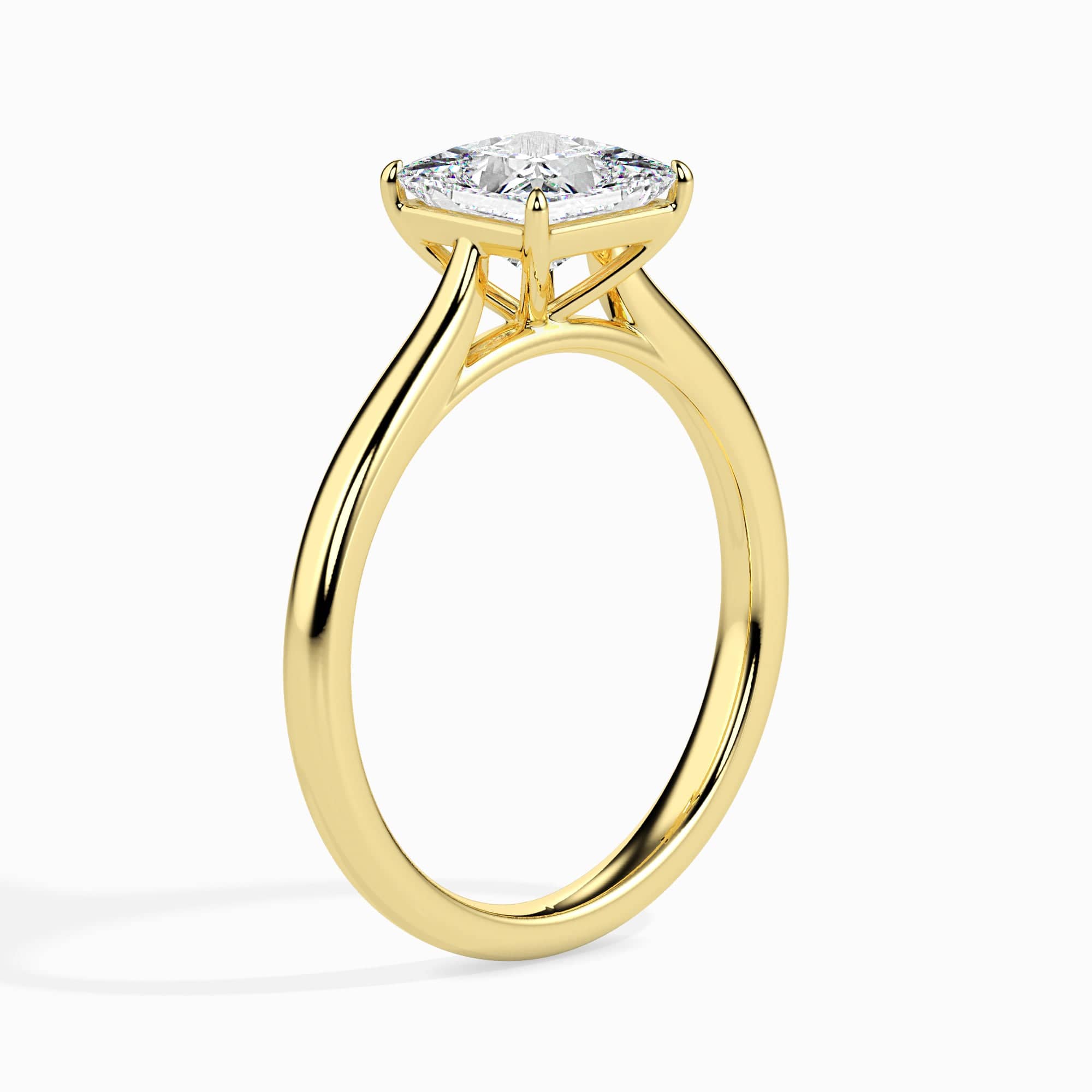 Jewelove™ Rings Women's Band only / VS I 1 Carat Princess Cut Solitaire 18K Yellow Gold Ring JL AU 19002Y-C