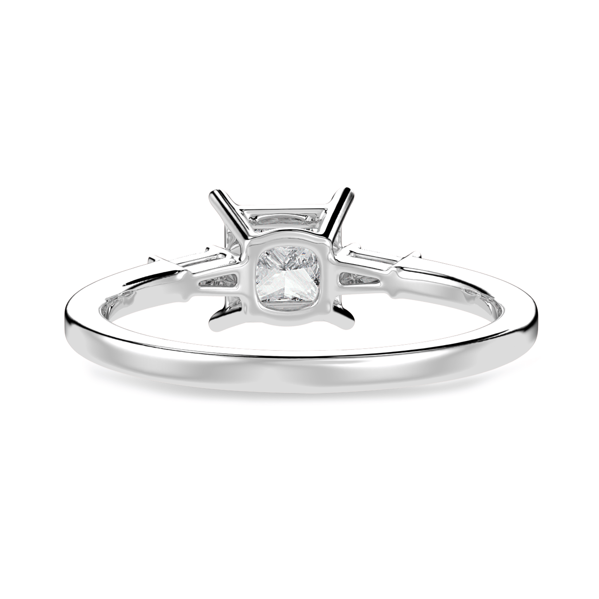 Jewelove™ Rings I VS / Women's Band only 1 Carat Princess Cut Solitaire Baguette Diamond Accents Platinum Ring JL PT 1211-C