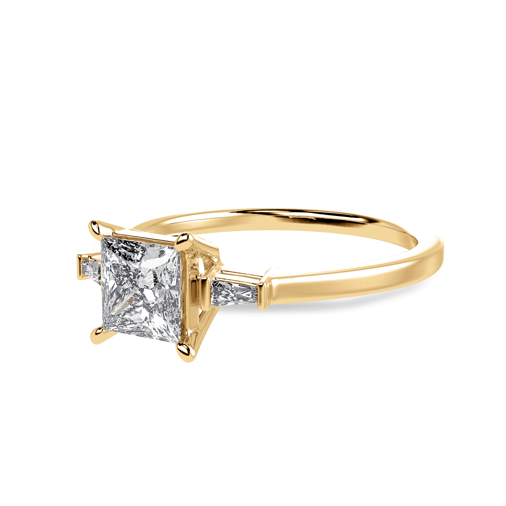 Jewelove™ Rings Women's Band only / VS I 1 Carat. Princess Cut Solitaire Baguette Diamond Assent 18K Yellow Gold Ring JL AU 1211Y-C