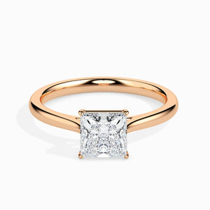 Jewelove™ Rings Women's Band only / VS I 1 Carat Princess Cut Solitaire Diamond 18K Rose Gold Ring JL AU 19002R-C