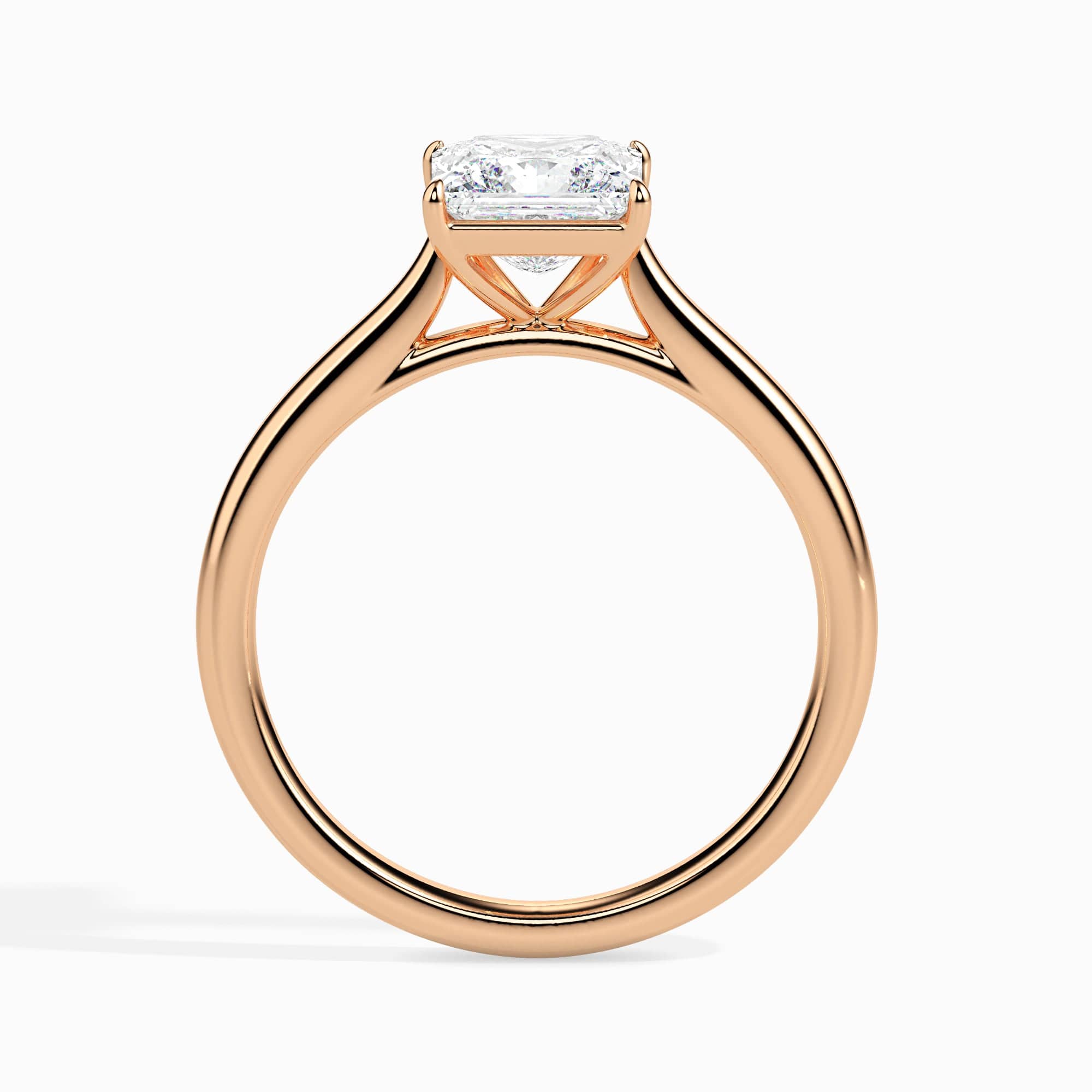 Jewelove™ Rings Women's Band only / VS I 1 Carat Princess Cut Solitaire Diamond 18K Rose Gold Ring JL AU 19002R-C