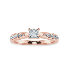 Jewelove™ Rings Women's Band only / VS I 1-Carat Princess Cut Solitaire Diamond Shank 18K Rose Gold Ring JL AU 1285R-C