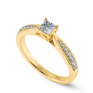 Jewelove™ Rings Women's Band only / VS I 1-Carat Princess Cut Solitaire Diamond Shank 18K Yellow Gold Ring JL AU 1285Y-C