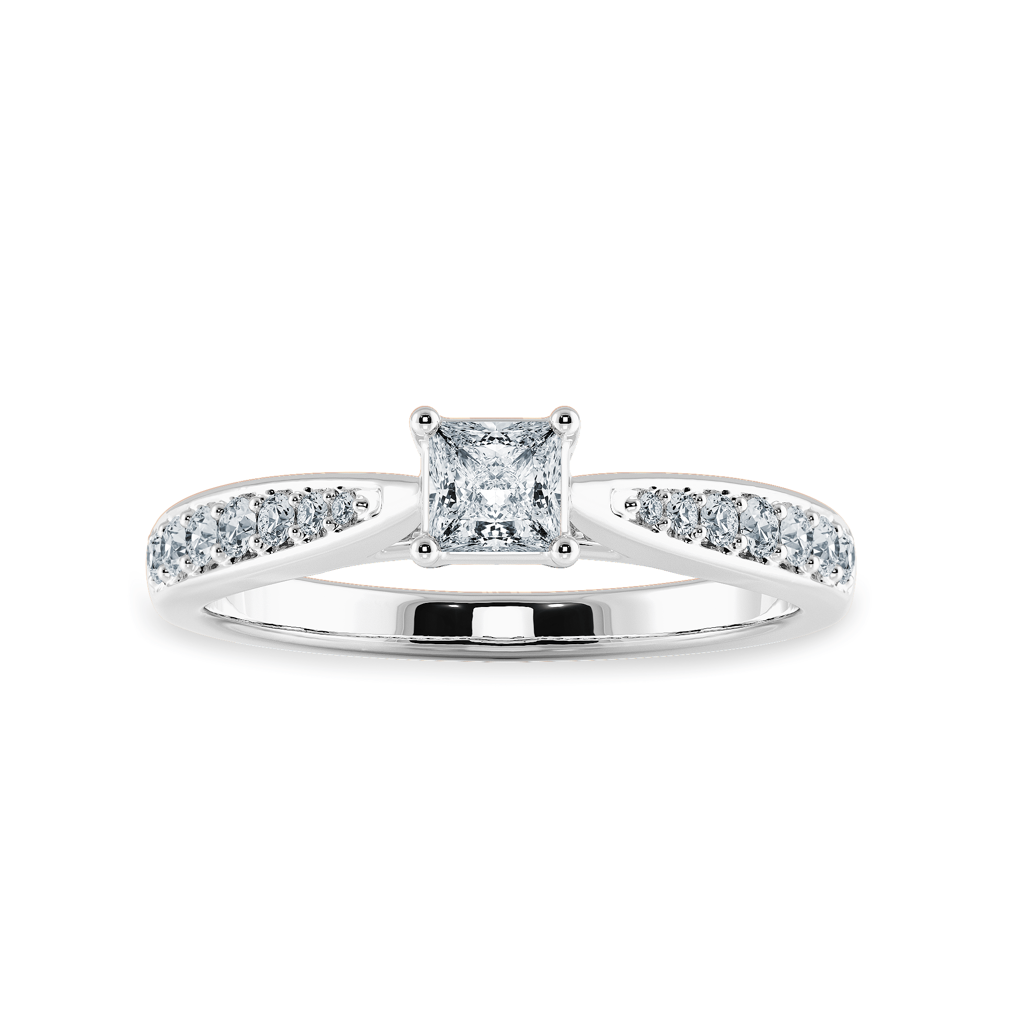 Jewelove™ Rings I VS / Women's Band only 1-Carat Princess Cut Solitaire Diamond Shank Platinum Ring JL PT 1285-C