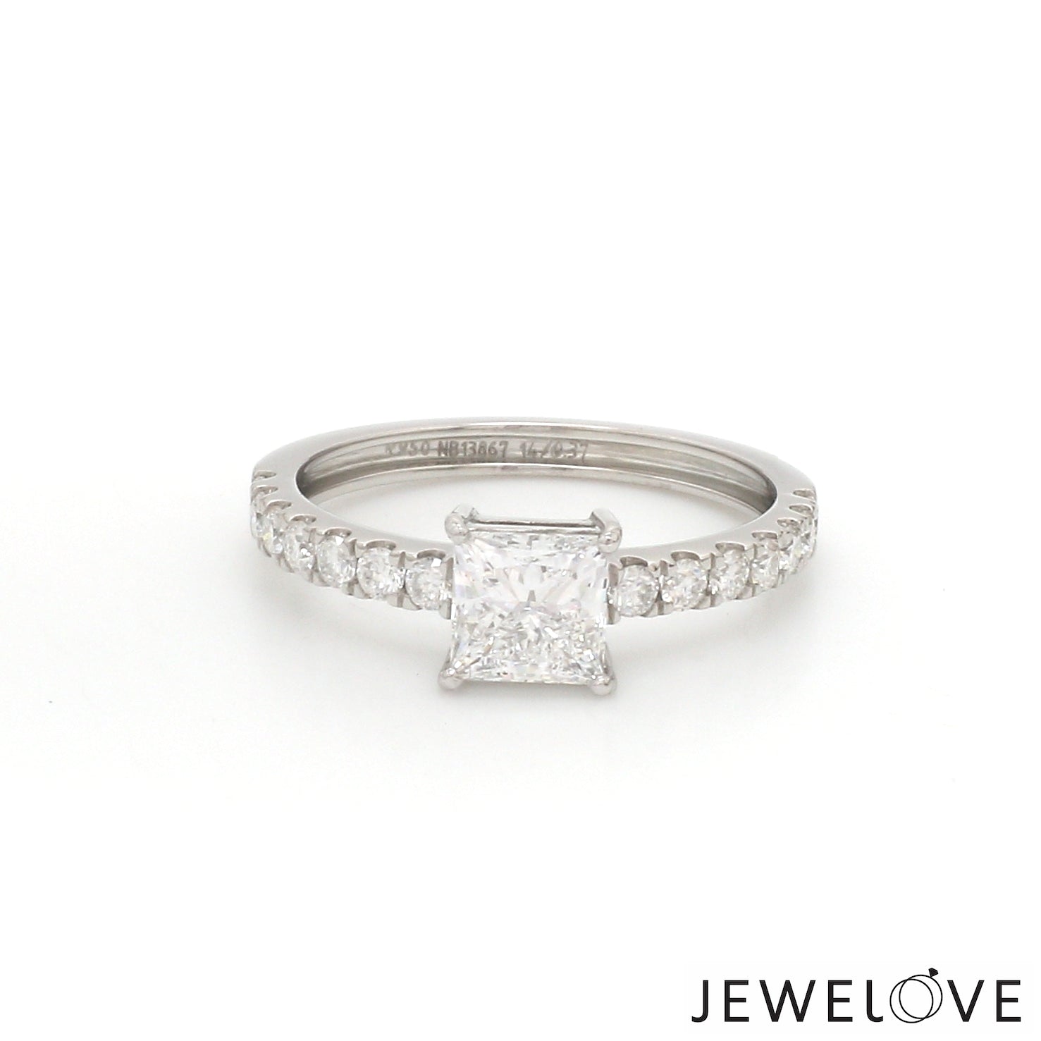 Jewelove™ Rings I VS / Women's Band only 1-Carat Princess Cut Solitaire Diamond Shank Platinum Ring JL PT 1313-C