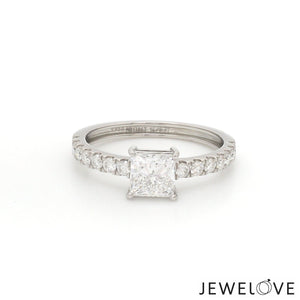 Jewelove™ Rings I VS / Women's Band only 1-Carat Princess Cut Solitaire Diamond Shank Platinum Ring JL PT 1313-C