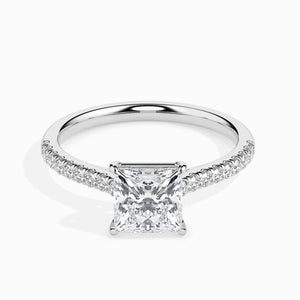 Jewelove™ Rings I VS / Women's Band only 1-Carat Princess Cut Solitaire Diamond Shank Platinum Ring JL PT 19012-C