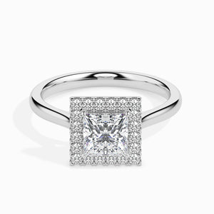 Jewelove™ Rings I VS / Women's Band only 1-Carat Princess Cut Solitaire Halo Diamond Platinum Ring JL PT 19022-C