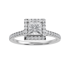 Jewelove™ Rings I VS / Women's Band only 1-Carat Princess Cut Solitaire Halo Diamond Shank Platinum Ring JL PT 1293-C