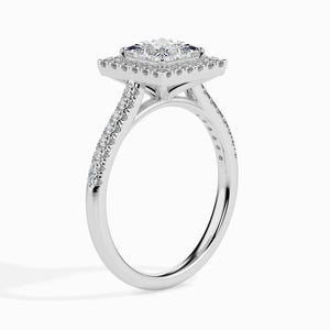 Jewelove™ Rings I VS / Women's Band only 1-Carat Princess Cut Solitaire Halo Diamond Shank Platinum Ring JL PT 19032-C