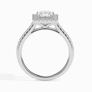 Jewelove™ Rings I VS / Women's Band only 1-Carat Princess Cut Solitaire Halo Diamond Shank Platinum Ring JL PT 19032-C