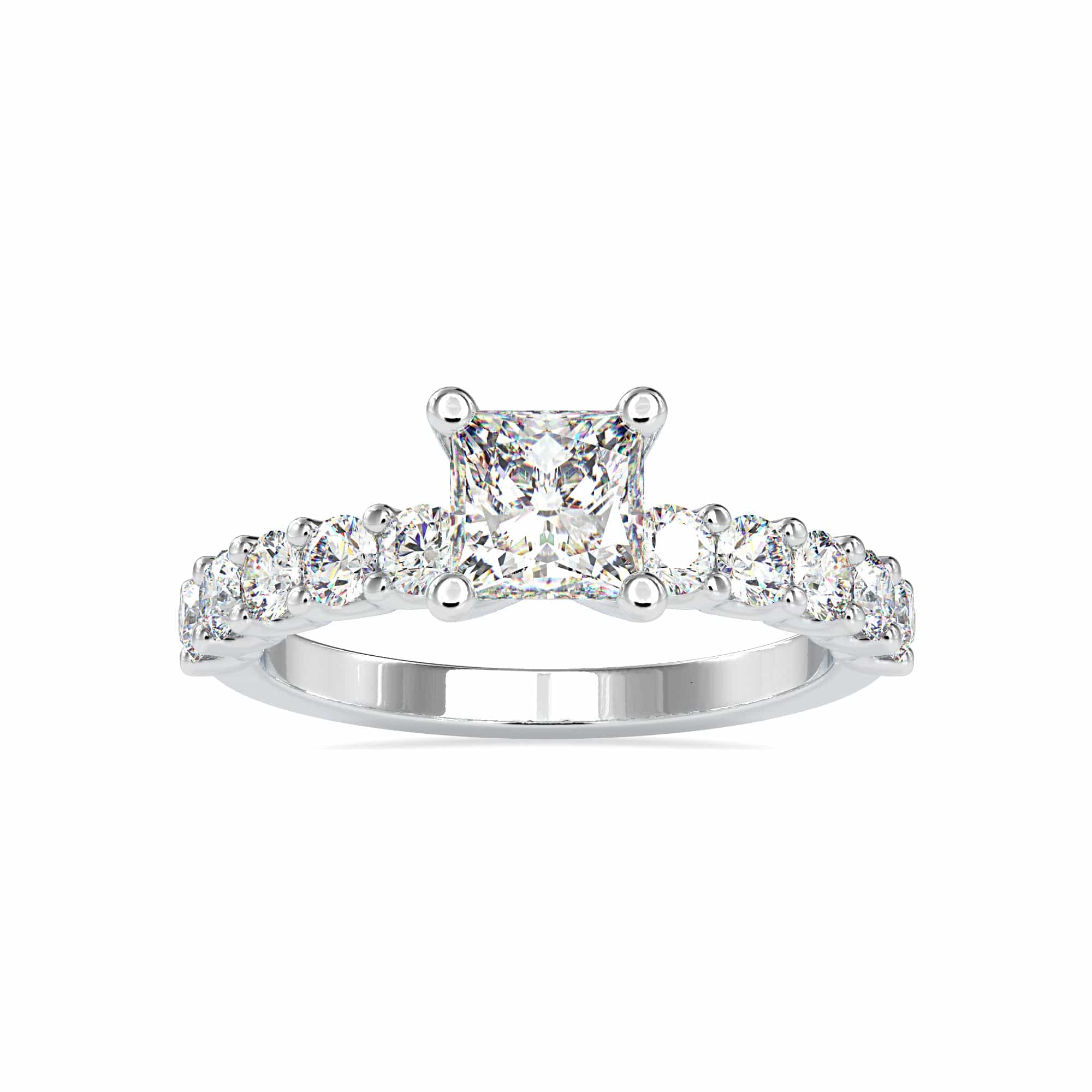 Jewelove™ Rings VS I / Women's Band only 1-Carat Princess Cut Solitaire Platinum Diamond Shank Ring JL PT 0117-C