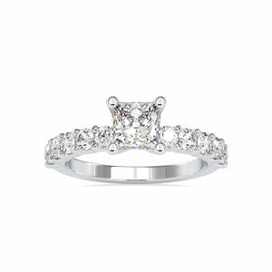 Jewelove™ Rings VS I / Women's Band only 1-Carat Princess Cut Solitaire Platinum Diamond Shank Ring JL PT 0117-C