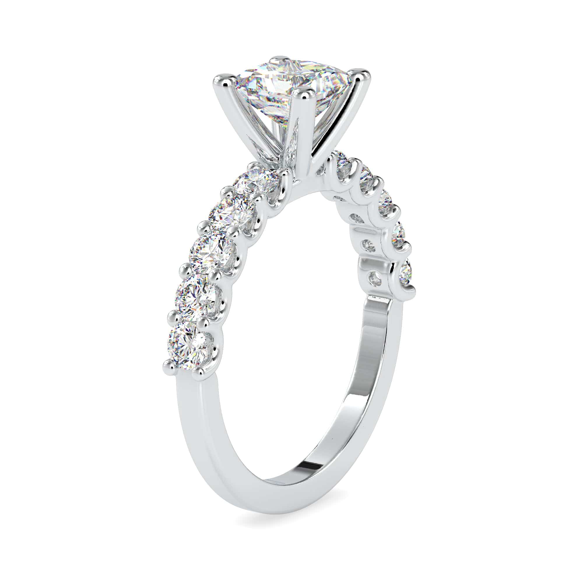 Jewelove™ Rings VS I / Women's Band only 1-Carat Princess Cut Solitaire Platinum Diamond Shank Ring JL PT 0117-C