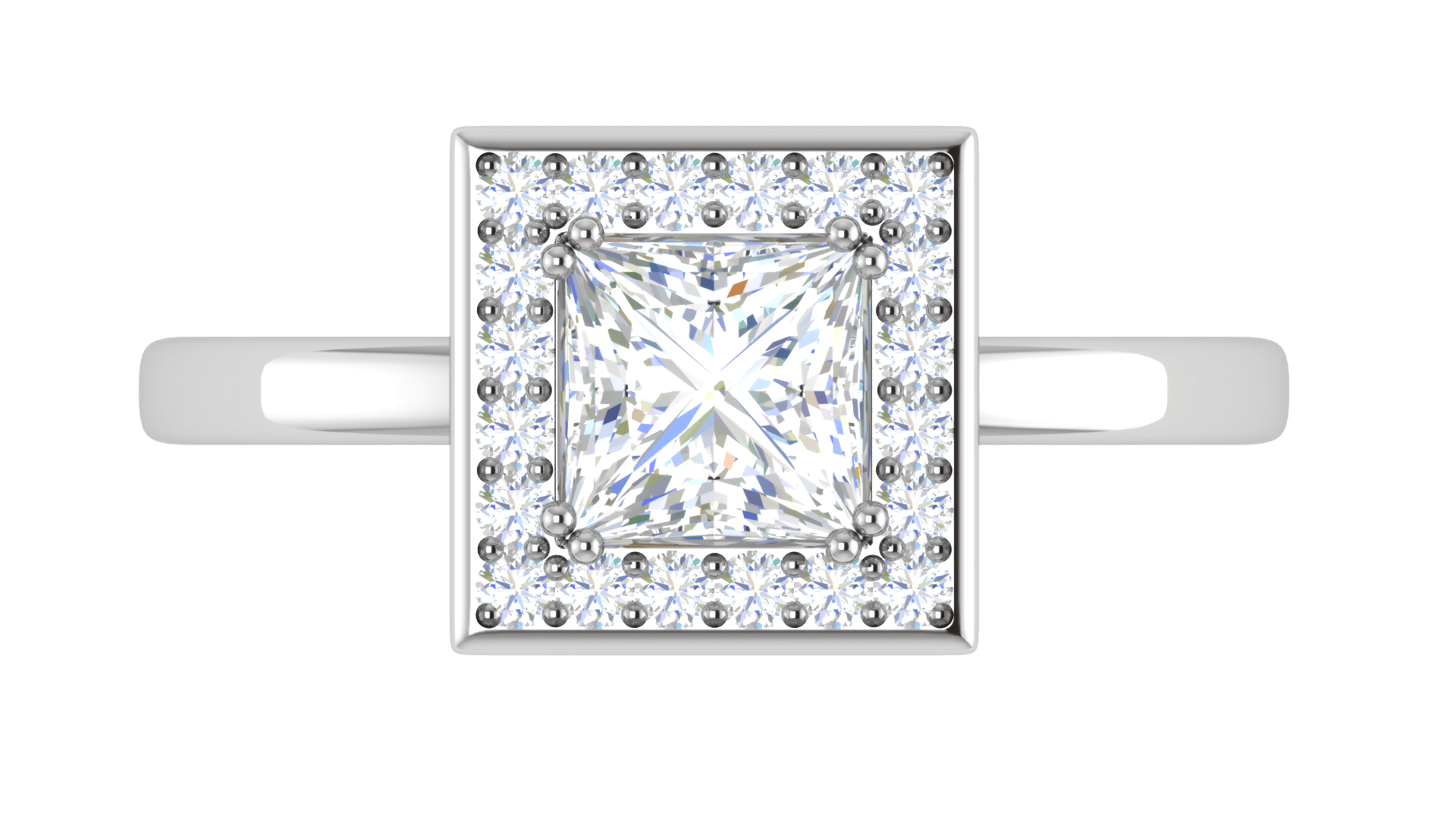 Jewelove™ Rings I VS / Women's Band only 1 Carat Princess Cut Solitaire Square Halo Diamond Platinum Ring JL PT RH PR 165