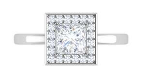 Jewelove™ Rings I VS / Women's Band only 1 Carat Princess Cut Solitaire Square Halo Diamond Platinum Ring JL PT RH PR 165